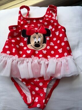 Disney Red Minnie Mouse Polka Dot Girls One-Piece Swimsuit